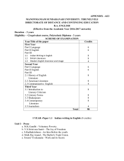 B.A. English - Manonmaniam Sundaranar University