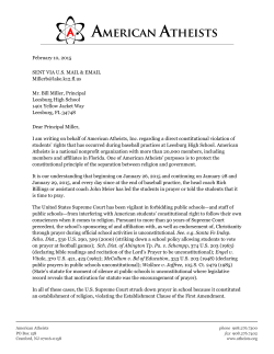 Letter from American Atheists