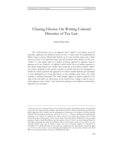 Chasing Ghosts: On Writing Cultural Histories of Tax Law