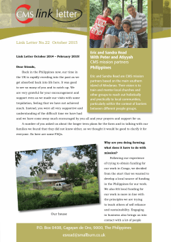 Link Letter No.22 October 2015 P.O. Box 0408, Cagayan de Oro