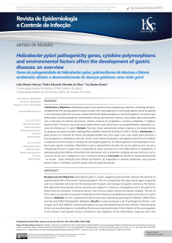 Artigo de Revis&atilde;o Helicobacter pylori pathogenicity genes, cytokine