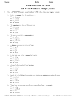 Wordly Wise Lesson 8 Sample Questions Name