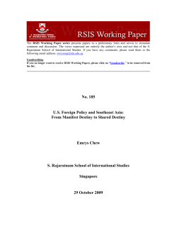 No. 185 U.S. Foreign Policy and Southeast Asia: From Manifest