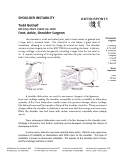 SHOULDER INSTABILITY Todd Gothelf Foot, Ankle, Shoulder