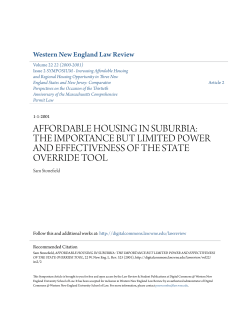 affordable housing in suburbia: the importance but limited power