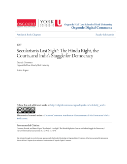 Secularism`s Last Sigh?: The Hindu Right, the Courts, and India`s