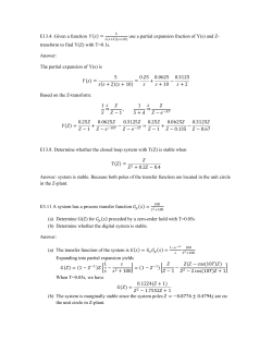 E13.4. Given a function = use a partial expansion fraction of Y(s) and