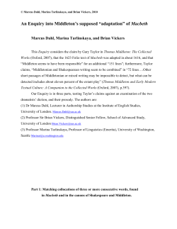 An Enquiry into Middleton`s supposed &ldquo;adaptation&rdquo; of Macbeth