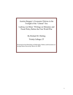 Austria-Hungary`s Economic Policies in the Twilight of the &ldquo;Liberal