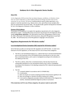 Guidance for In Vitro Diagnostic Device Studies