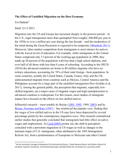 The Effect of Unskilled Migration on the Host Economy