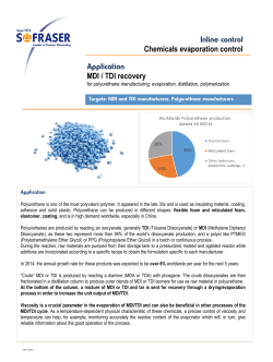 Application MDI / TDI recovery Inline control Chemicals evaporation