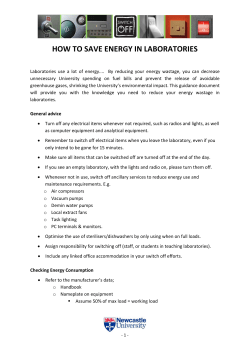HOW TO SAVE ENERGY IN LABORATORIES