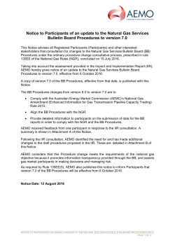 Notice to Participants on making changes to the Natural Gas