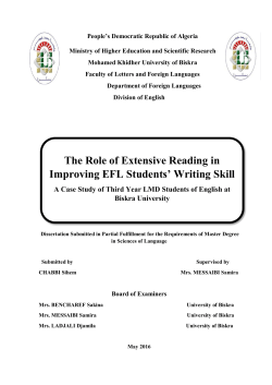 The Role of Extensive Reading in Improving EFL Students` Writing