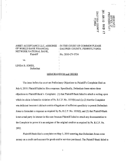 ASSET ACCEPTANCE LLC, ASSIGNEE OF WORLD BANK