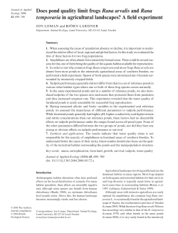 Does pond quality limit frogs Rana arvalis and Rana temporaria in