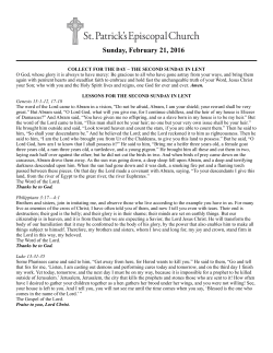 Sunday News 02-21-16 - St. Patrick`s Episcopal Church