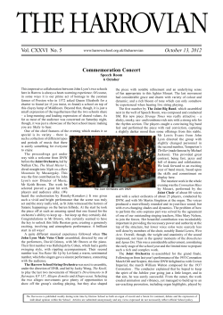 Commemoration Concert Vol. CXXVI No. 5 October 13, 2012