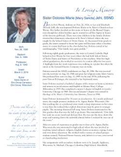 In Loving Memory - School Sisters of Notre Dame Central Pacific