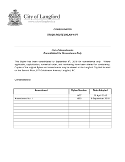 CONSOLIDATED TRUCK ROUTE BYLAW 1477 List of Amendments
