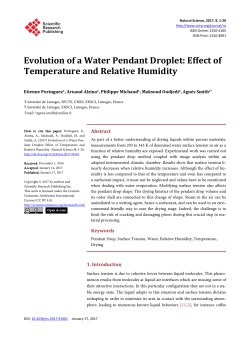 Evolution of a Water Pendant Droplet: Effect of Temperature and