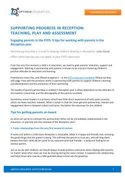 supporting progress in reception: teaching, play