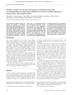 Predictive factors for outcome and response in