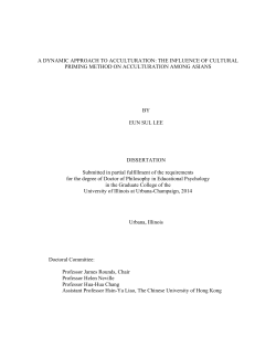 A DYNAMIC APPROACH TO ACCULTURATION: THE INFLUENCE