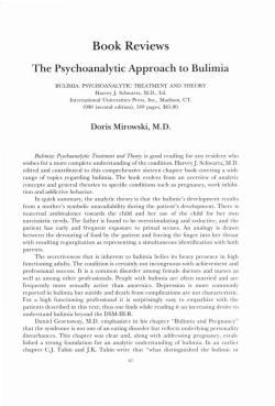The Psychoanalytic Approach to Bulimia