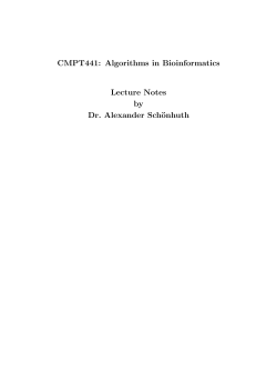 CMPT441: Algorithms in Bioinformatics Lecture Notes by Dr