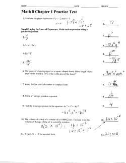 Math 8 Chapter 1 Practice Test