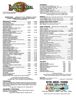 FREE DELIVERY - Lehigh Pizza