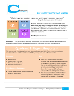 Quadrant 1: Urgent/Important
