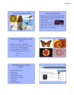The Characteristics of Life Why do the characteristics of