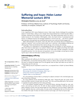 Suffering and hope: Helen Lester Memorial Lecture 2016