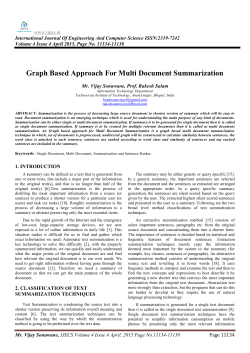 Graph Based Approach For Multi Document Summarization