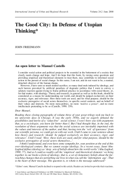The Good City: In Defense of Utopian Thinking