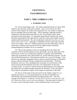 CHAPTER 9A PALEOBIOLOGY PART I. PRECAMBRIAN LIFE