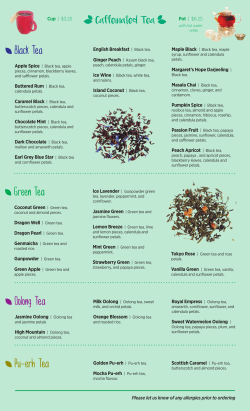 Loose Leaf Tea - Tea Story Cafe