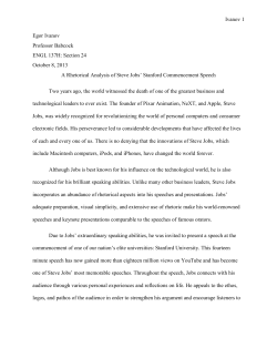 Rhetorical Analysis of Steve Jobs` Stanford