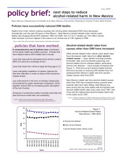 policy brief: next steps to reduce alcohol