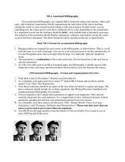 MLA Annotated Bibliography