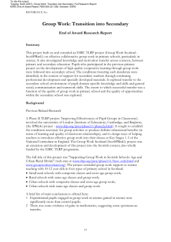 Group Work: Transition into Secondary