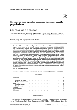 Evenness and species number in some moth