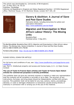 Migration and Emancipation in West Africa`s Labour History: The