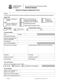 Research Degrees Application Form