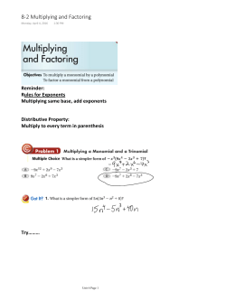 8-2 Multiplying and Factoring