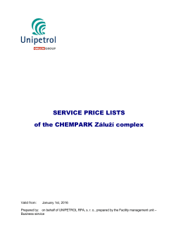 SERVICE PRICE LISTS of the CHEMPARK Z&aacute;luž&iacute;