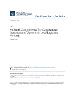 Mr. Smith Comes Home: The Constitutional Presumption of
